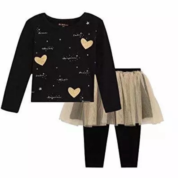 BCBG Girls Size 4T Foil Heart Bonjour 2 Piece Set - Picture 2 of 8
